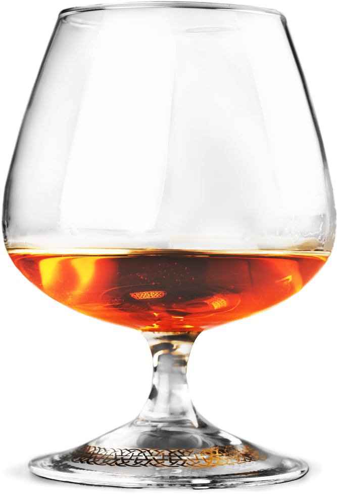 Splash of Cognac in Glass on White Background